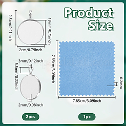 2Pcs 925 Sterling Silver Pendant Cabochon Settings&nbsp;STER-UN0002-04