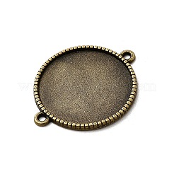 Tibetan Style Alloy Flat Round Cabochon Connector Settings&nbsp;X-TIBE-Q038-001G-AB-NR