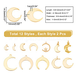 24Pcs 12 Style Brass Charms&nbsp;KK-AR0002-63
