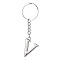 Alloy Keychains, with Split Key Ring, Platinum, Letter V, 90mm, Pendant: 35x26x3.8mm