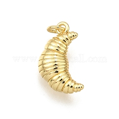 Brass Pendants, Croissant Charm, Rack Plating, Long-Lasting Plated, Lead Free & Cadmium Free, with Jump Ring, Real 18K Gold Plated, 17x10.5x6mm, Hole: 3.4mm