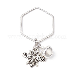Alloy Bees and Iron Bell Pendant Decoration&nbsp;HJEW-JM01307-02