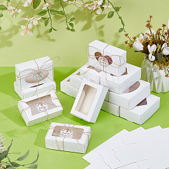 100Pcs 4 Styles Visible Window Kraft Paper Cardboard Jewelry Gift Boxes&nbsp;CON-PH0003-34