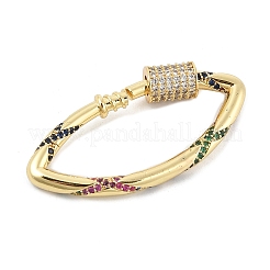 Brass Micro Pave Colorful Cubic Zirconia Keychain Clasps&nbsp;KK-P299-09D-G