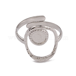 Non-Tarnish 304 Stainless Steel Hollow Oval Cuff Ring Findings&nbsp;RJEW-G285-19P