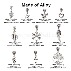 50Pcs 10 Styles Tibetan Style Alloy European Dangle Charms&nbsp;PALLOY-CJ0002-74