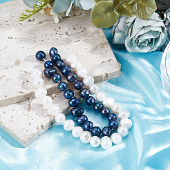 2 Strands 2 Colors Natural Cultured Freshwater Pearl Beads Strands&nbsp;PEAR-BBC0001-23
