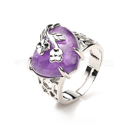 Natural Amethyst Adjustable Rings&nbsp;RJEW-P043-03P-17