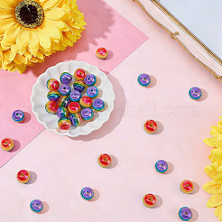40Pcs Pride UV Plating Rainbow Iridescent Acrylic European Beads&nbsp;MACR-SC0002-66