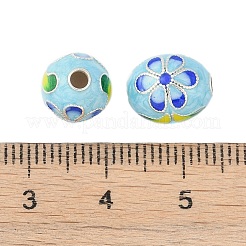 Rhodium Plated 925 Sterling Silver Enamel Beads&nbsp;STER-P060-07P