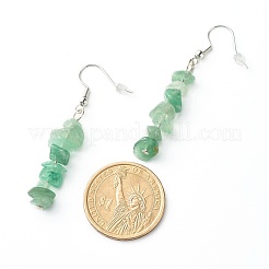 Natural Green Aventurine Chip Beads Dangle Earrings&nbsp;EJEW-JE04649-03