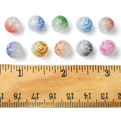 100Pcs 10 Colors Two Tone Spray Painted Crackle Acrylic Beads&nbsp;DIY-FS0006-73