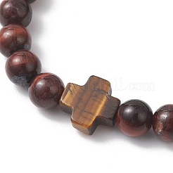 Natural Tiger Eye Round Beads Stretch Bracelets&nbsp;BJEW-JB13370-01