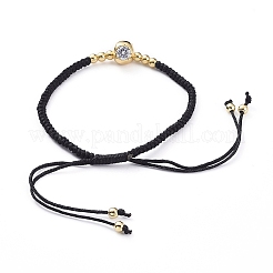 Skull Adjustable Brass Nylon Thread Braided Bracelets&nbsp;BJEW-JB04985-03
