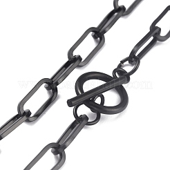 304 Stainless Steel Paperclip Chain Necklaces&nbsp;NJEW-O124-01EB