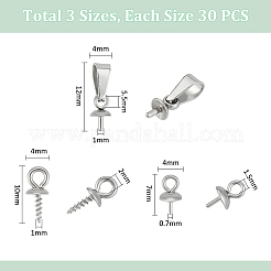 90Pcs 3 Style Stainless Steel Peg Bails Pendants&nbsp;STAS-UN0054-54