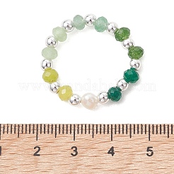 Dyed Natural Malaysia Jade & Natural Freshwater Pearl & Synthetic Hematite Finger Rings&nbsp;RJEW-JR01021