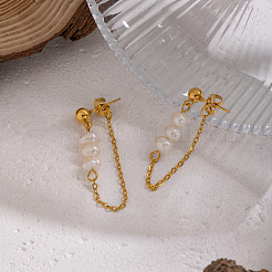 Oval 304 Stainless Steel Chain Tassel Stud Earrings&nbsp;BJ9106