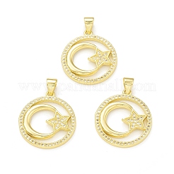 Rack Plating Brass Micro Pave Clear Cubic Zirconia Pendants&nbsp;KK-C011-25G