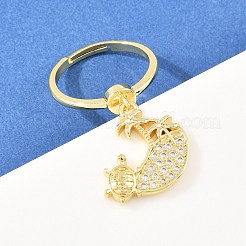 Adjustable Brass Micro Pave Cubic Zirconia Pendant Finger Rings for Women&nbsp;LS-RJEW-A090-01B-G