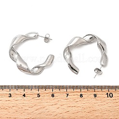 304 Stainless Steel Twist C-Shaped Stud Earrings&nbsp;EJEW-A139-01P