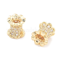 Brass Micro Pave Clear Cubic Zirconia Beads&nbsp;KK-P271-39B-05