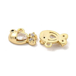 Brass Micro Pave Clear Cubic Zirconia Charms&nbsp;KK-Z044-30G