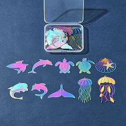 20Pcs 10 Styles Ion Plating(IP) 304 Stainless Steel Etched Metal Embellishments Pendants&nbsp;STAS-FS0001-53