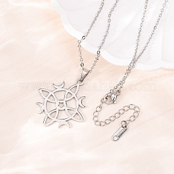 304 Stainless Steel Sun Moon Symbol Cutout Pendant Cable Chain Necklaces for Men Women&nbsp;NJEW-K308-07P