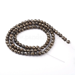 Natural Pyrite Beads Strands&nbsp;G-G839-01-4mm