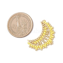 Glass Seed Beaded Moon Pendants&nbsp;PALLOY-MZ01032-02