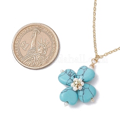 Natural & Synthetic Mixed Gemstone Clover Shamrock Pendant Necklaces&nbsp;NJEW-JN05170