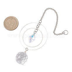 Round Glass & Brass Hanging Suncatchers&nbsp;HJEW-JM04632