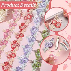 4 Yards 4 Colors Polyester Flower Lace Ribbon&nbsp;OCOR-PH0004-47