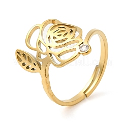 304 Stainless Steel with  Cubic Zirconia Adjustable Rings&nbsp;RJEW-K245-48A-G