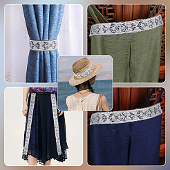 25M Polyester Jacquard Flower Ribbon&nbsp;OCOR-WH0088-82B