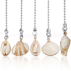 16Pcs 8 Styles Natural Shell Charms Ceiling Fan Pull Chain Extenders&nbsp;PALLOY-CP00004