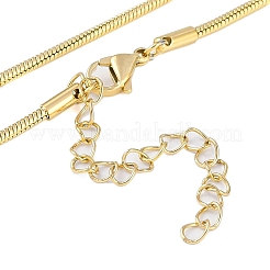 304 Stainless Steel Round Snake Chain Heart Pendant Necklaces for Women&nbsp;NJEW-H038-01G