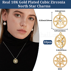 10Pcs Brass Micro Pave Clear Cubic Zirconia Charms&nbsp;KK-BBC0017-19