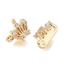 Brass Micro Pave Clear Cubic Zirconia 2-Loop Crown Spacer Bars&nbsp;KK-C258-16LG