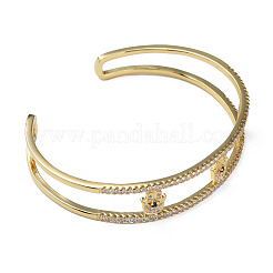 Cubic Zirconia Hamsa Hand Open Cuff Bangle&nbsp;BJEW-N012-039
