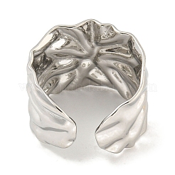 Non-Tarnish 304 Stainless Steel Hammered Open Cuff Ring&nbsp;RJEW-A043-09P