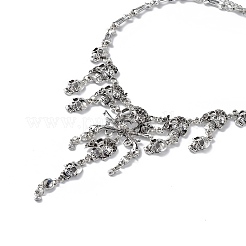 Alloy Skull Bib Necklace&nbsp;LS-NJEW-L175-01AS