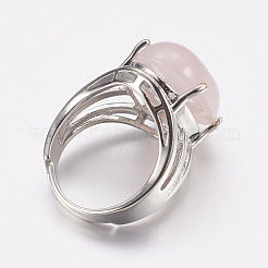Natural Rose Quartz Wide Band Finger Rings&nbsp;RJEW-K224-A12