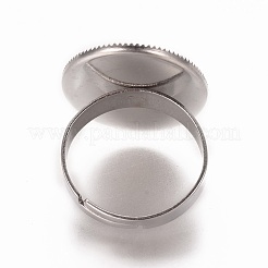 Adjustable 304 Stainless Steel Finger Rings Components&nbsp;STAS-WH0014-03B