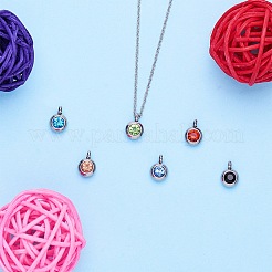 Trendy Original Color 304 Stainless Steel Grade A Rhinestone Charm Pendants&nbsp;RB-PH0008-04