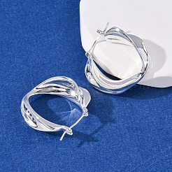 Brass Twist Hoop Earrings&nbsp;EJEW-A143-15S