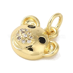 Brass Micro Pave Clear Cubic Zirconia Pendants&nbsp;KK-R162-004G-G