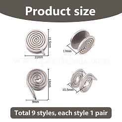18Pcs 9 Styles 304 Stainless Steel Cuff Earrings&nbsp;EJEW-HS0001-19