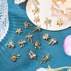 16Pcs 8 Style Brass Micro Pave Cubic Zirconia Charms&nbsp;KK-TA0002-16